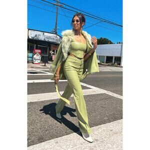 Show Me Your Mumu Tribeca Faux Leather Trouser Sage Tall Small